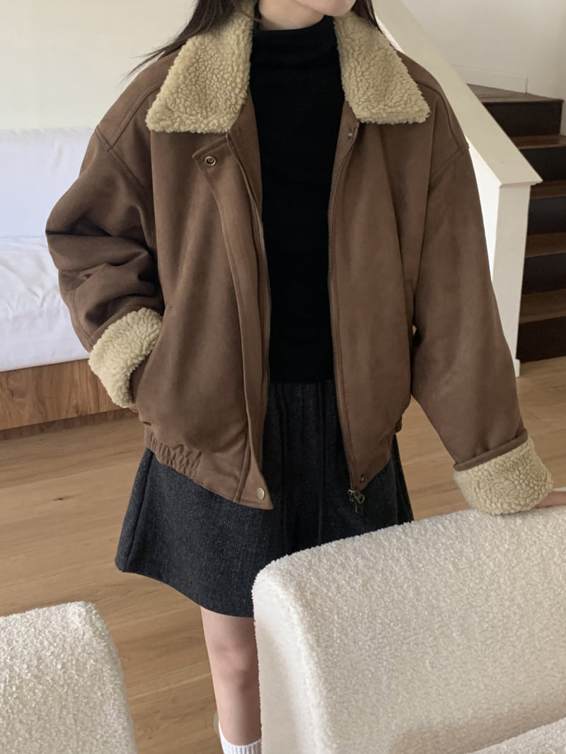 Flatyou - Korean Women Fashion - #vintagekidsstyle - Suede Shearling Blouson