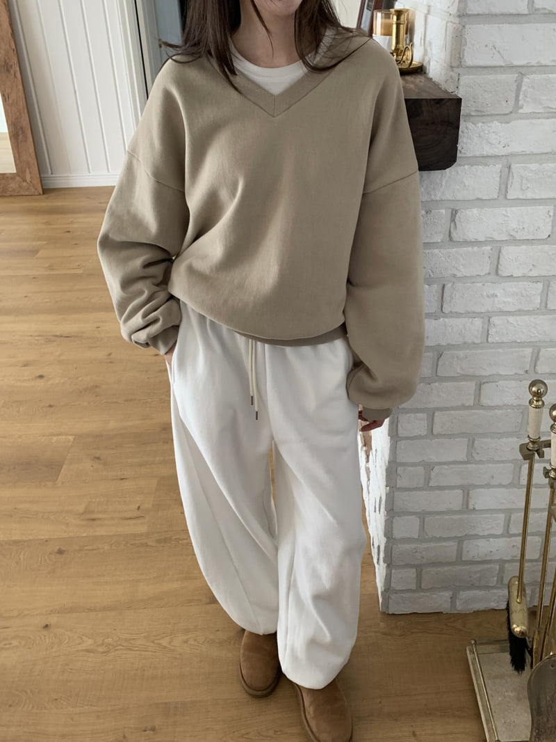 Flatyou - Korean Women Fashion - #vintagekidsstyle - V Neck Double Fleece Sweatshirt - 12