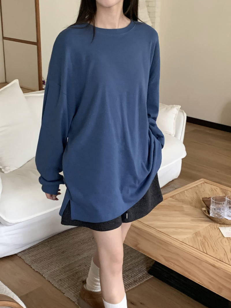 Flatyou - Korean Women Fashion - #womensfashion - Peach Fleece Long Sweatshirt Tee - 10