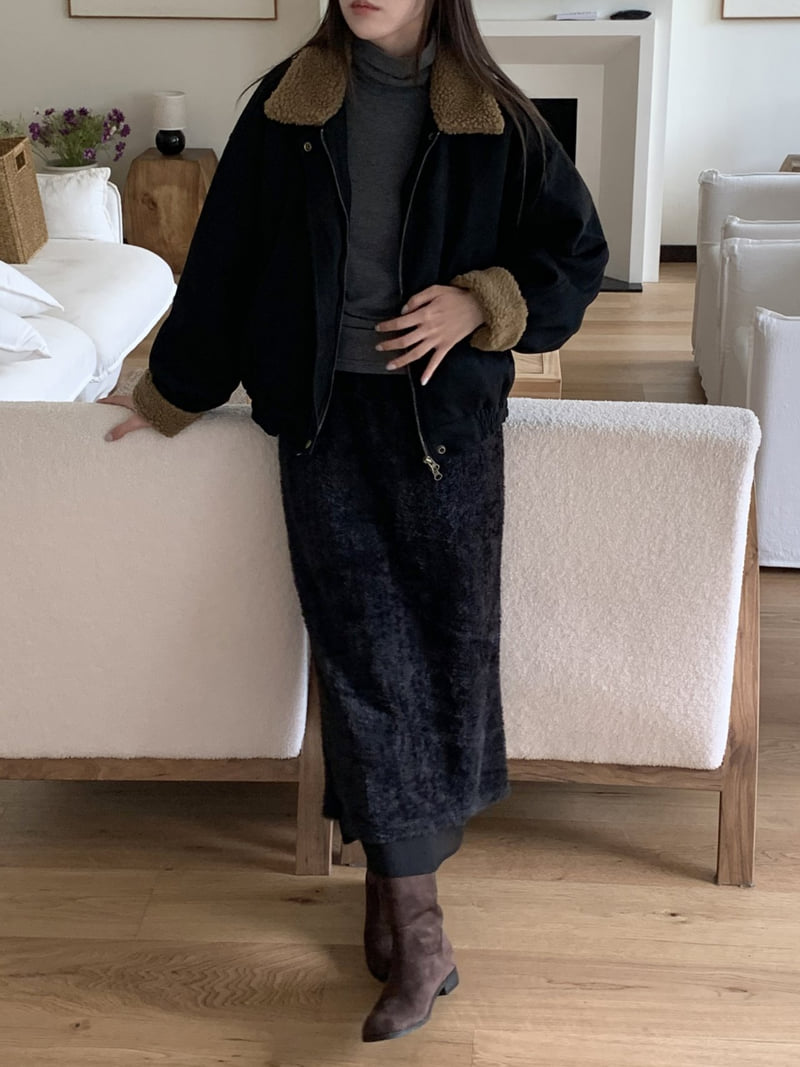 Flatyou - Korean Women Fashion - #womensfashion - Suede Shearling Blouson - 9