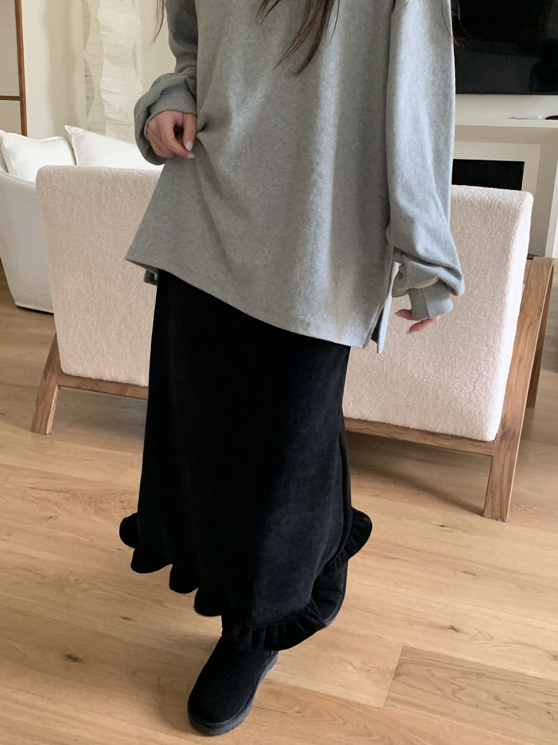 Flatyou - Korean Women Fashion - #momslook - Frill Velvet Skirt - 4
