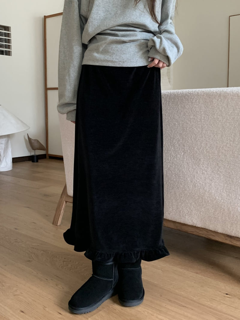 Flatyou - Korean Women Fashion - #womensfashion - Frill Velvet Skirt - 6
