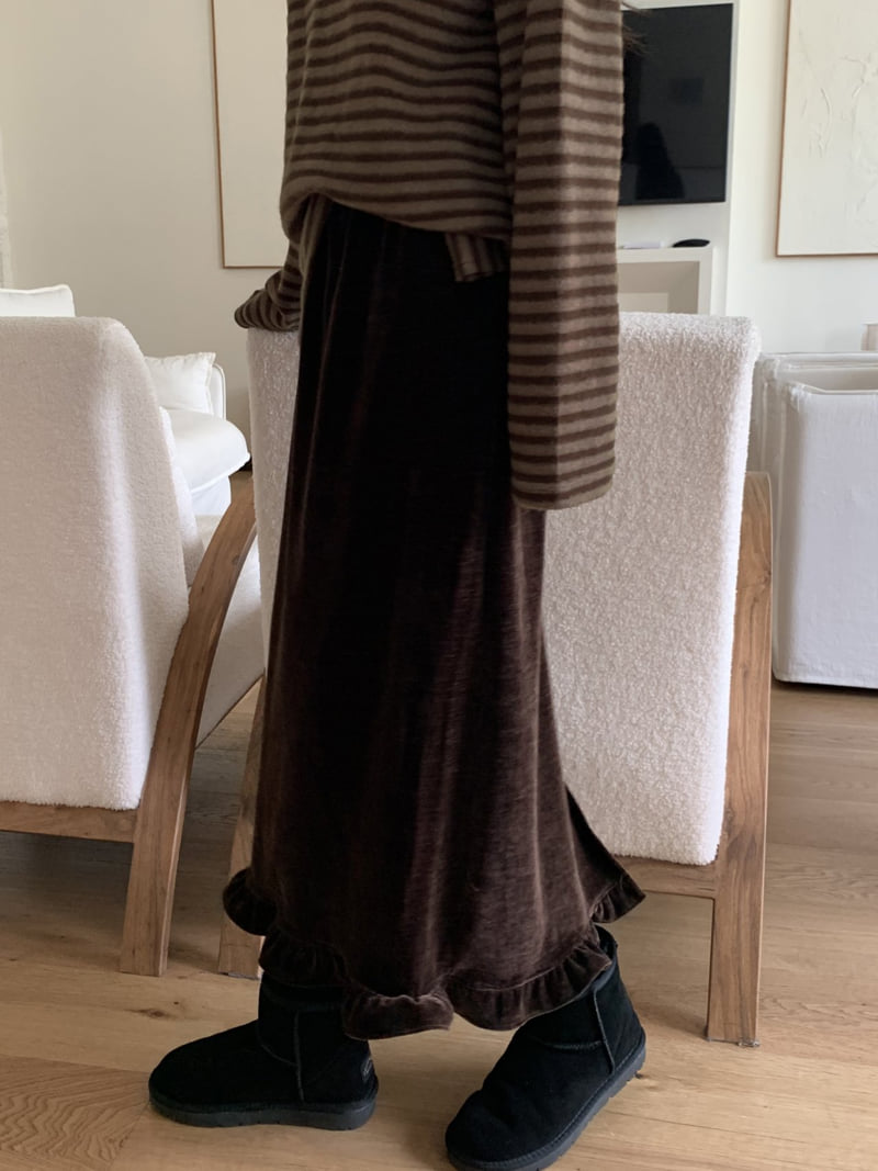 Flatyou - Korean Women Fashion - #womensfashion - Frill Velvet Skirt - 8