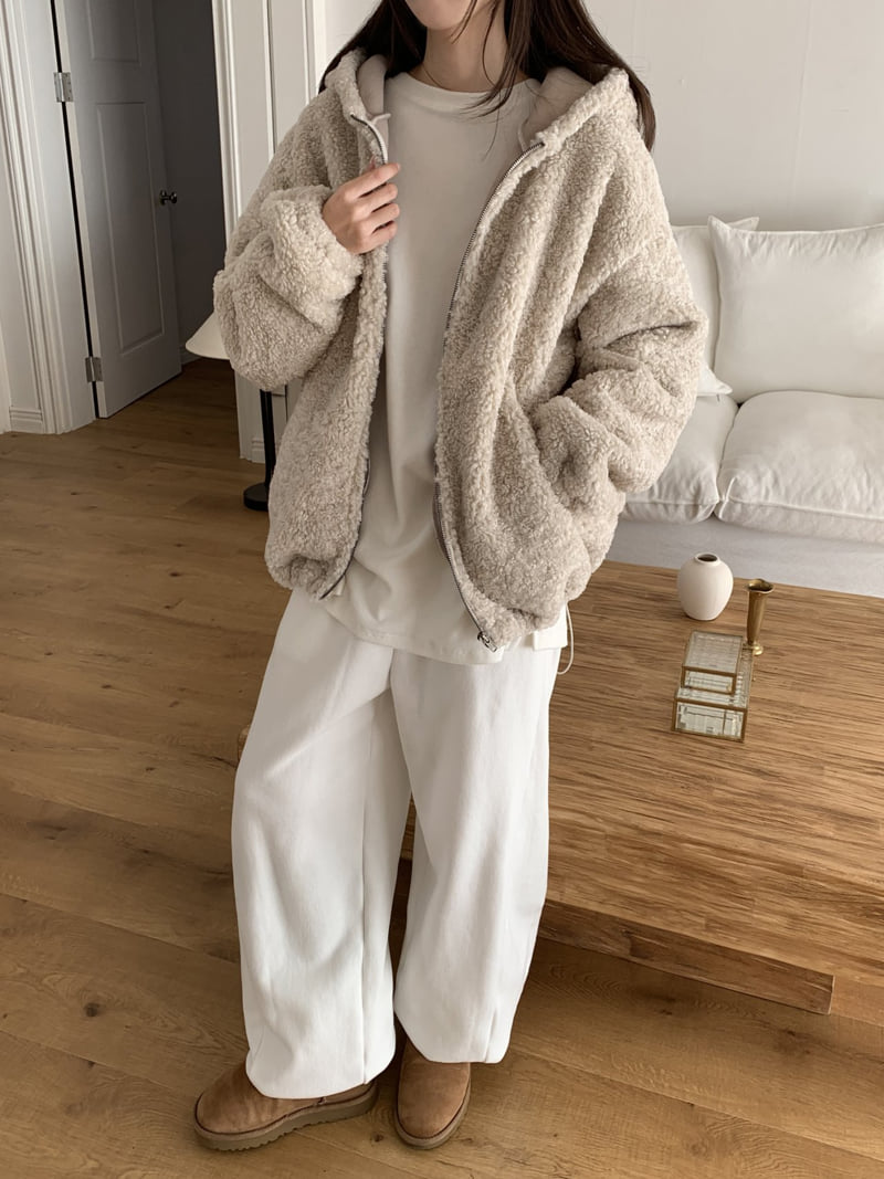 Flatyou - Korean Women Fashion - #womensfashion - Teddy Hooded Fleece Jumper - 8