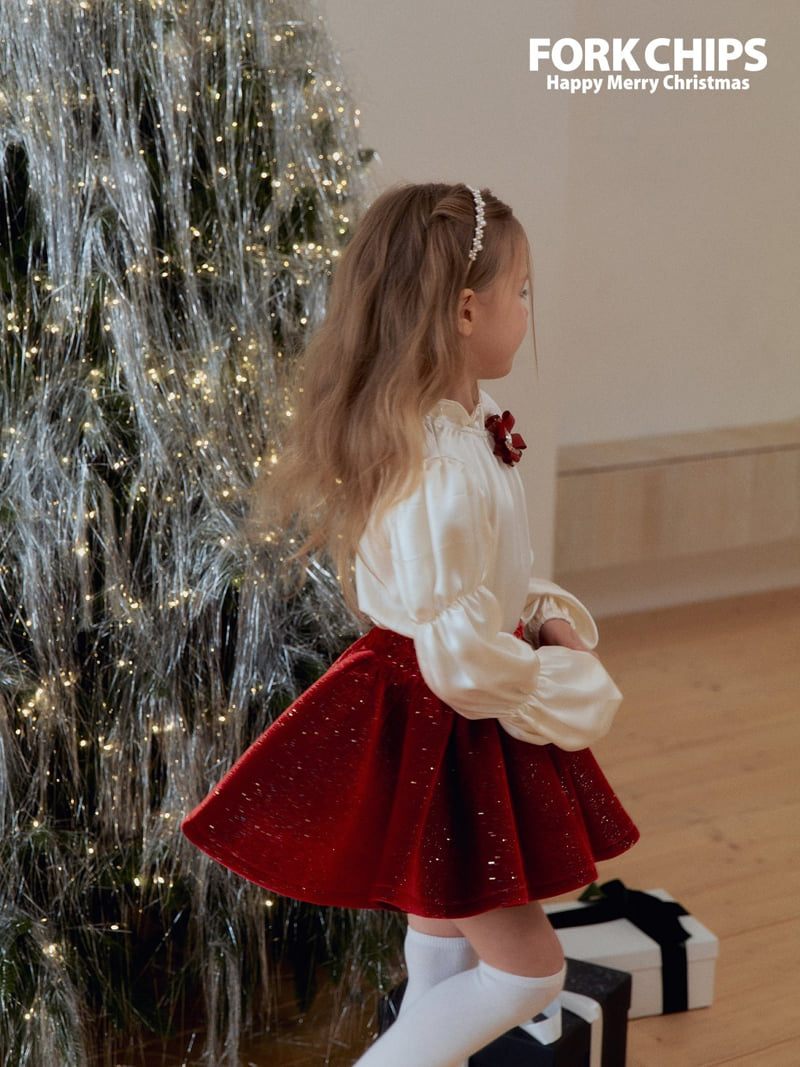 Fork Chips - Korean Children Fashion - #littlefashionista - Twinkle Velvet Skirt - 10