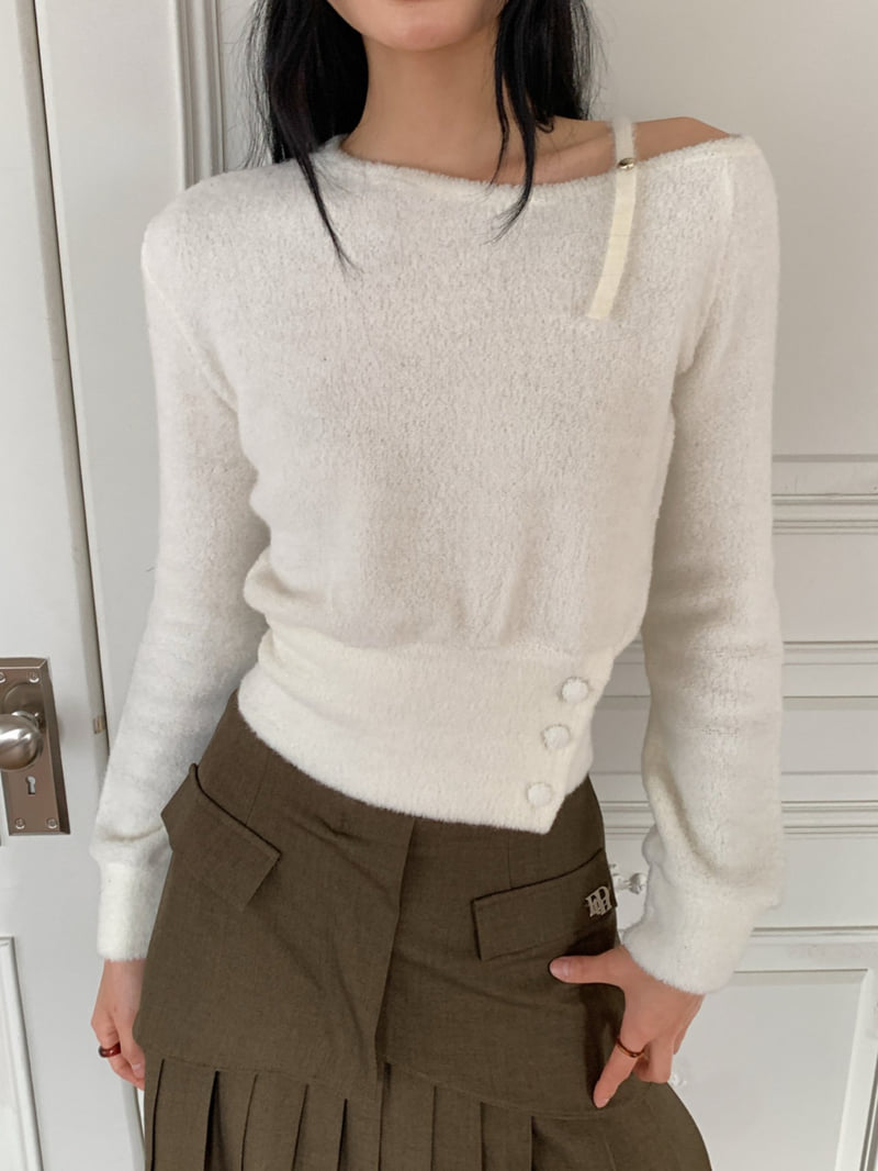 Foundation - Korean Women Fashion - #momslook - Terry Angora Button Tee - 7