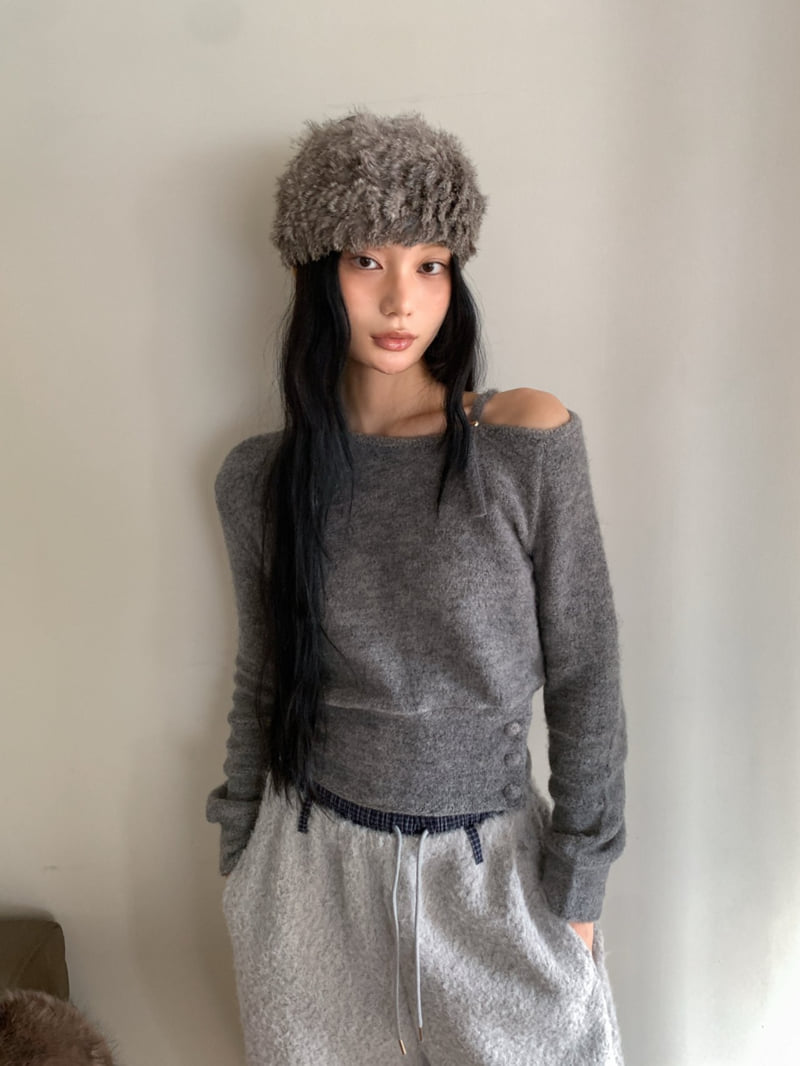 Foundation - Korean Women Fashion - #restrostyle - Terry Angora Button Tee - 2
