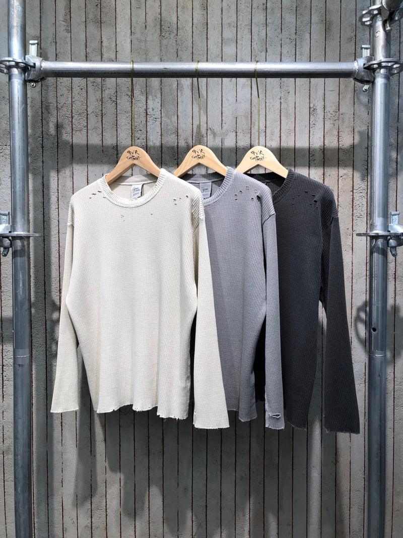 Gavara Market - Korean Women Fashion - #momslook - Back To The Waffle Vintage Long Sleeve Tee