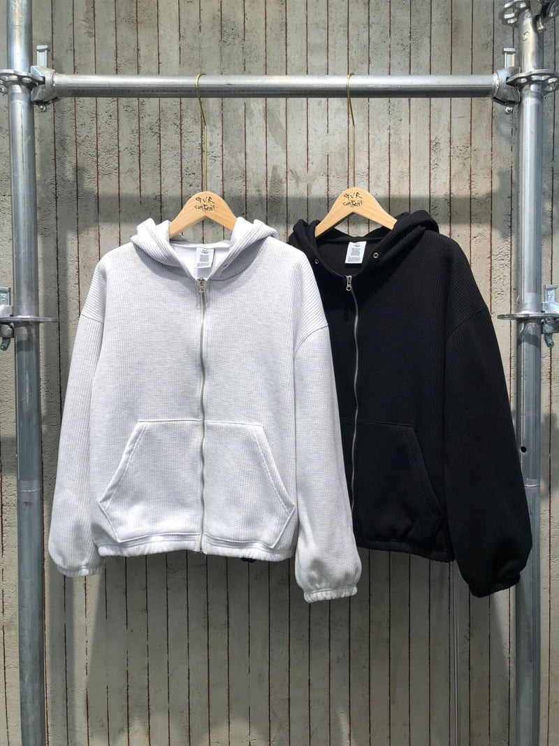 Gavara Market - Korean Women Fashion - #momslook - Sand Waffle Hoodie Zip-Up