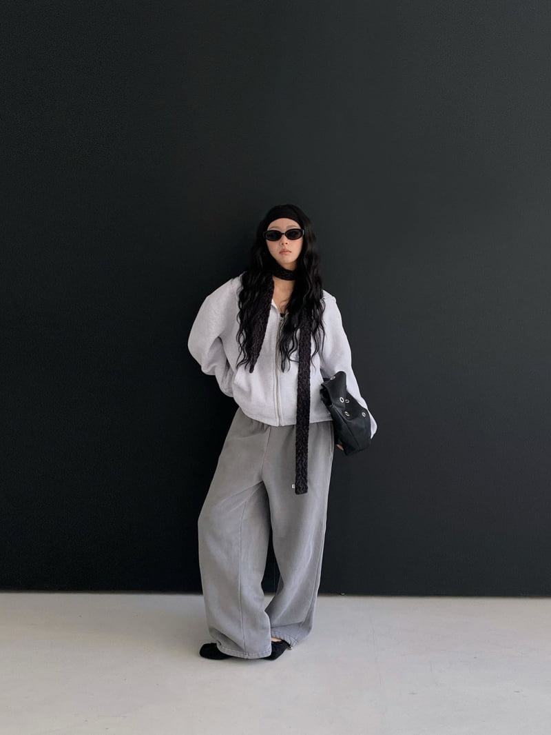 Gavara Market - Korean Women Fashion - #momslook - Sand Waffle Hoodie Zip-Up - 2