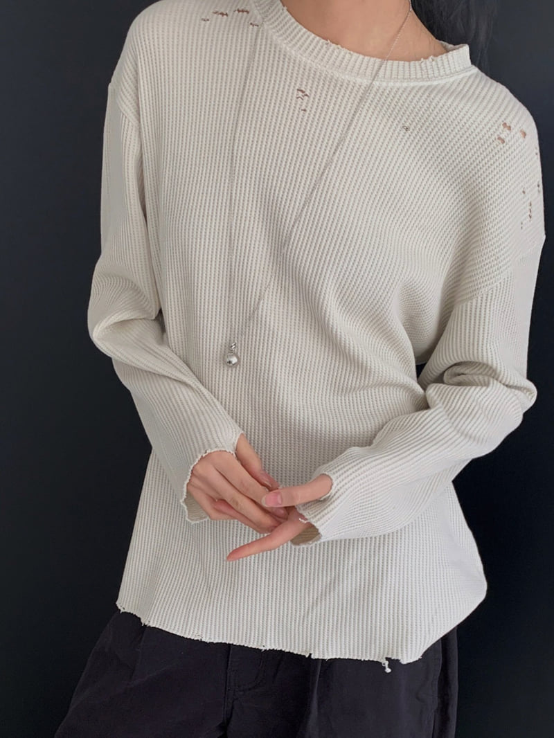 Gavara Market - Korean Women Fashion - #pursuepretty - Back To The Waffle Vintage Long Sleeve Tee - 7