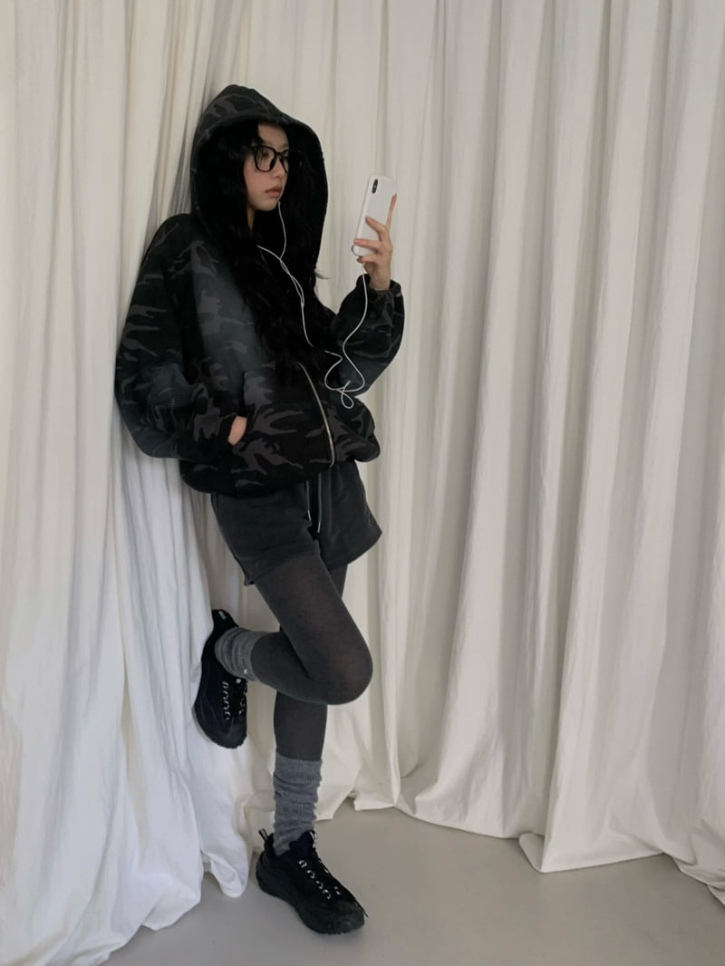 Gavara Market - Korean Women Fashion - #vintageinspired - Sand Vintage Waffle Zip-Up Hoodie - 12