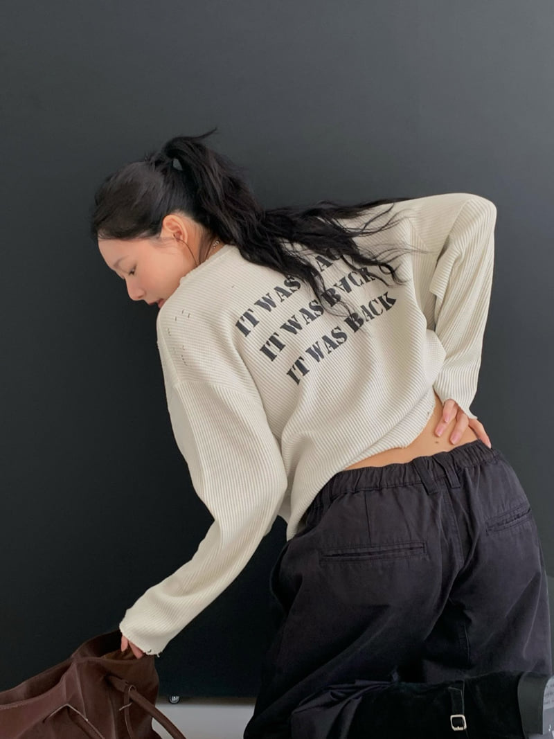 Gavara Market - Korean Women Fashion - #momslook - Back To The Waffle Vintage Long Sleeve Tee - 4