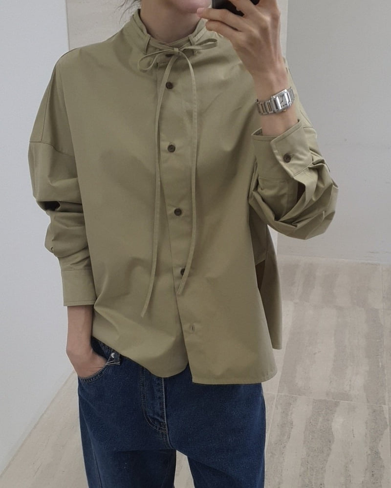 Gentle B - Korean Women Fashion - #romanticstyle - Tie Neck Shirt - 7