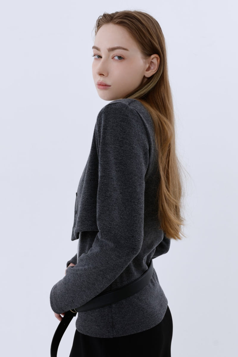 Gentle B - Korean Women Fashion - #shopsmall - Bokashi Layered Top Cardigan - 2