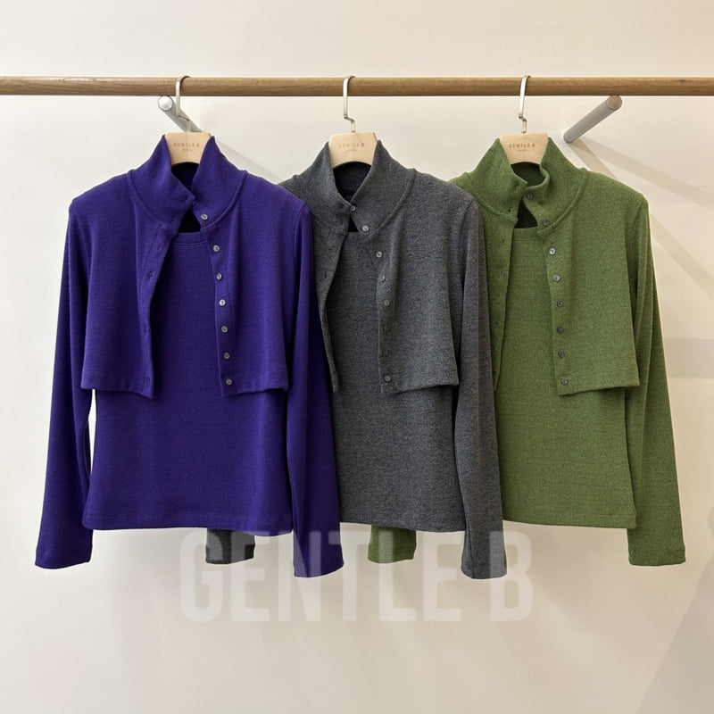 Gentle B - Korean Women Fashion - #thatsdarling - Bokashi Layered Top Cardigan - 3
