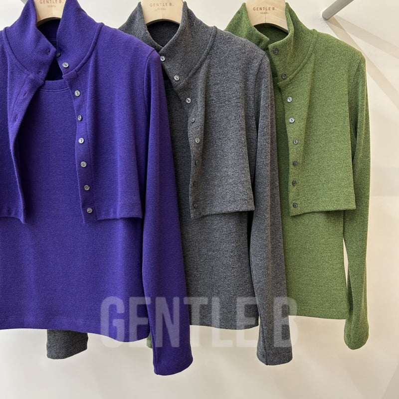 Gentle B - Korean Women Fashion - #womensfashion - Bokashi Layered Top Cardigan - 6
