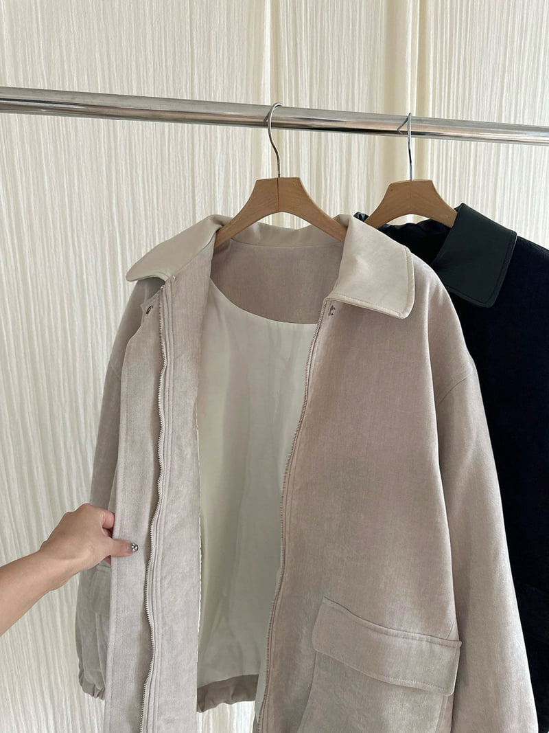 Have - Korean Women Fashion - #womensfashion - Leather Contrast Jumper - 4