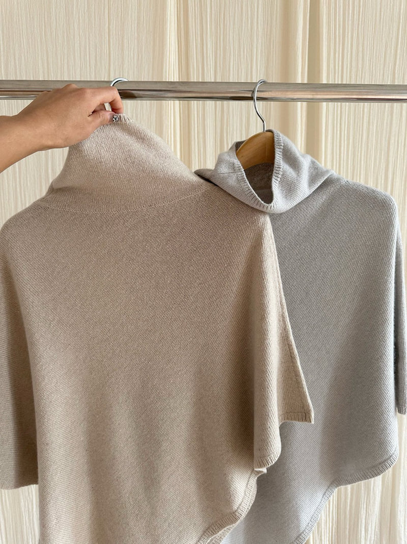 Have - Korean Women Fashion - #momslook - Turtle Neck Square Cape - 4