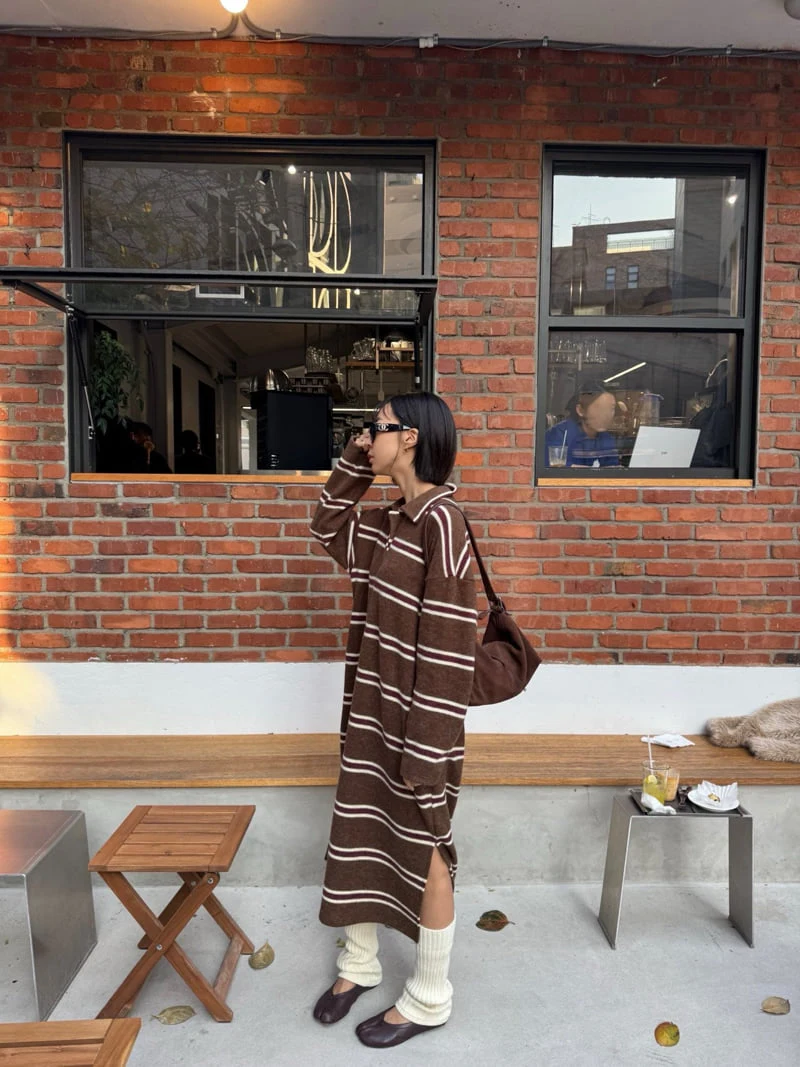 Heil - Korean Women Fashion - #thatsdarling - Striped Button One-piece