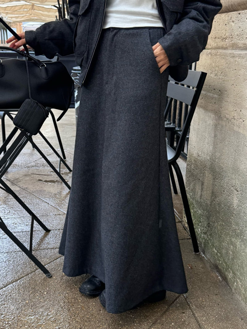 Heil - Korean Women Fashion - #vintageinspired - Herringbone Maxi Skirt - 4