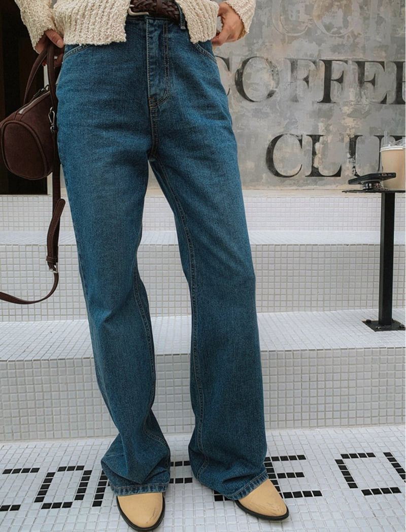 I'm here - Korean Women Fashion - #momslook - 892 Bootcut Blue Denim Wide Pants - 6