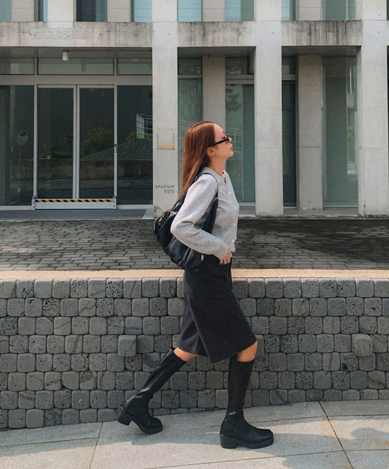 I'm here - Korean Women Fashion - #momslook - 339 Black Denim Bermuda Pants - 2