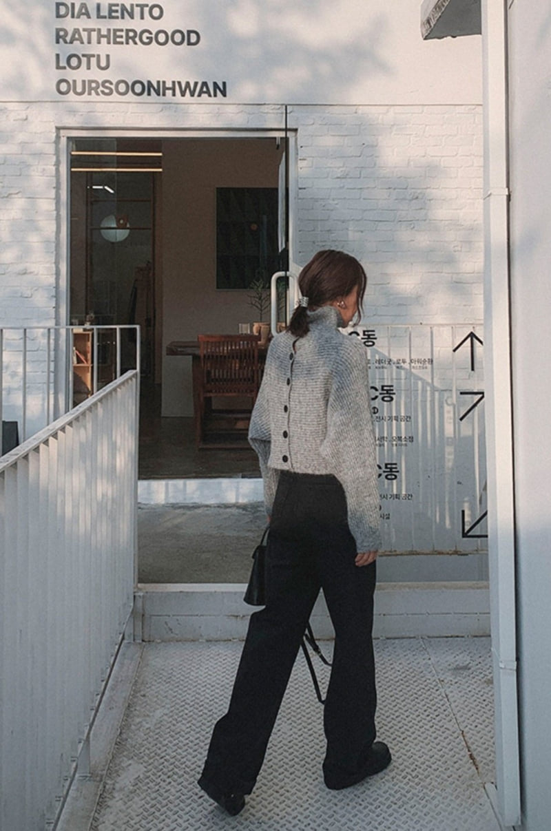 I'm here - Korean Women Fashion - #momslook - 896 No Wash Black Wide Denim Pants - 7