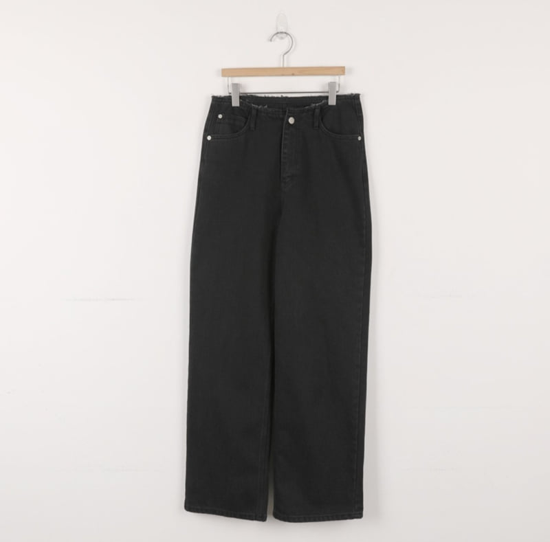 I'm here - Korean Women Fashion - #momslook - 896 No Wash Black Wide Denim Pants - 9
