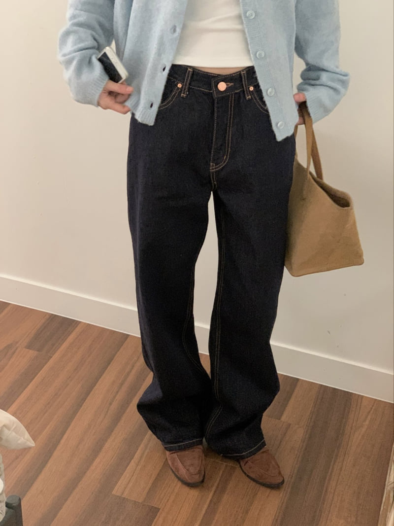 I'm here - Korean Women Fashion - #momslook - 903 Fleece Non Fade Wide Denim Pants - 5