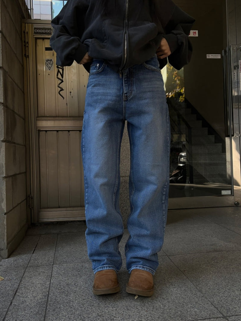 I'm here - Korean Women Fashion - #momslook - 809 All Brush Washed Straight Denim Pants - 5