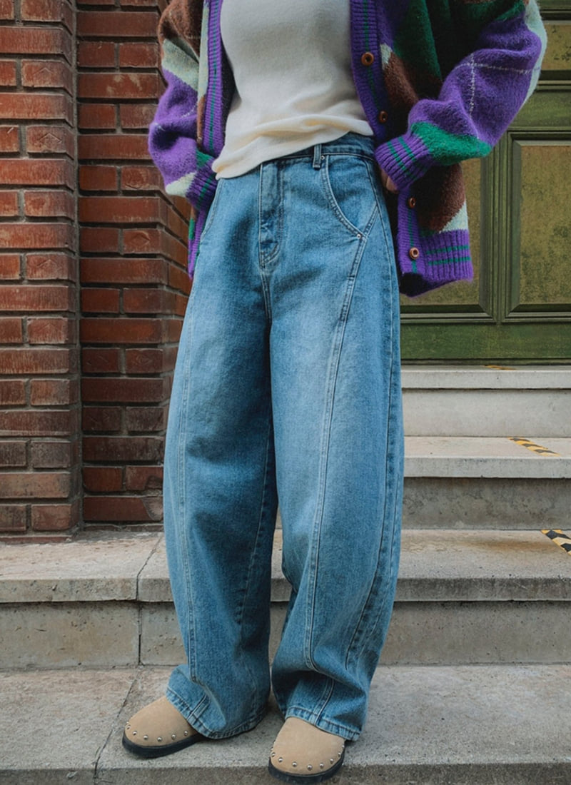 I'm here - Korean Women Fashion - #restrostyle - 895 Panel Round Wide Pants