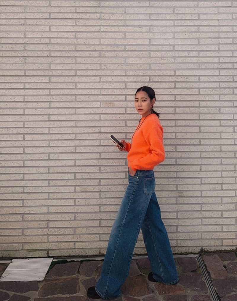 I'm here - Korean Women Fashion - #romanticstyle - 893 Back Slit Long Wide Denim Pants - 9