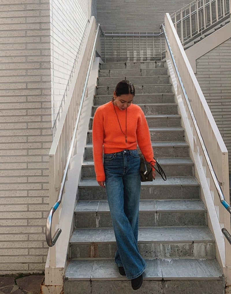 I'm here - Korean Women Fashion - #shopsmall - 893 Back Slit Long Wide Denim Pants - 10