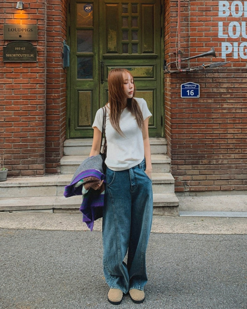 I'm here - Korean Women Fashion - #shopsmall - 895 Panel Round Wide Pants - 4
