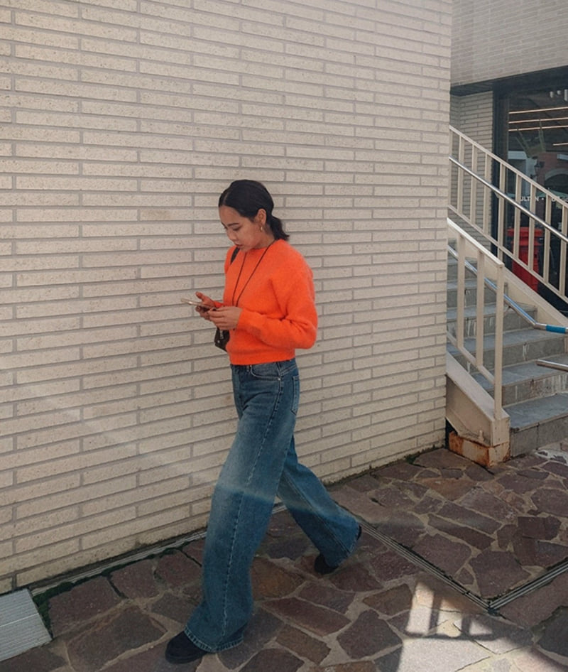 I'm here - Korean Women Fashion - #vintagekidsstyle - 893 Back Slit Long Wide Denim Pants - 6