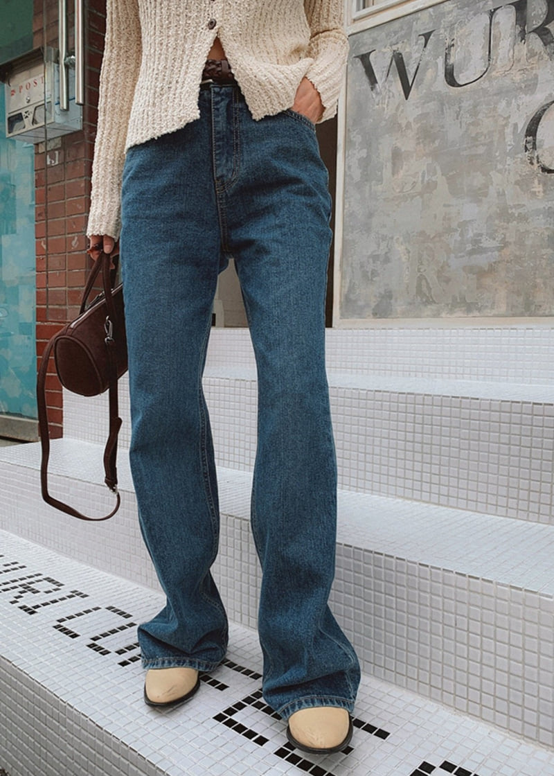 I'm here - Korean Women Fashion - #womensfashion - 892 Bootcut Blue Denim Wide Pants - 3