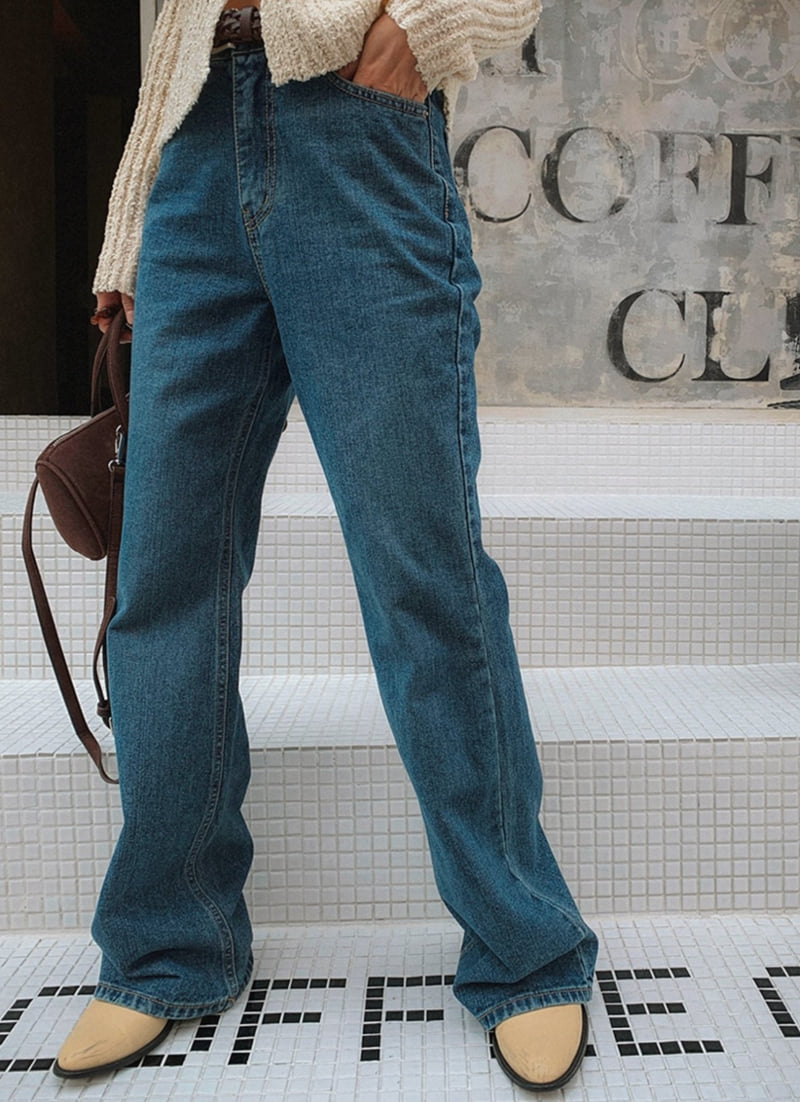 I'm here - Korean Women Fashion - #womensfashion - 892 Bootcut Blue Denim Wide Pants - 7
