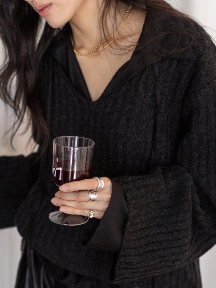 Inssense - Korean Women Fashion - #momslook - Oversized Merino Wool V-Neck Knit