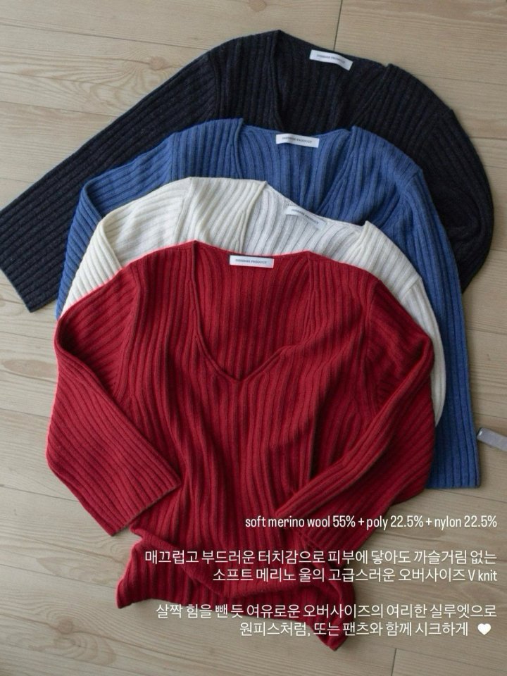 Inssense - Korean Women Fashion - #momslook - Oversized Merino Wool V-Neck Knit - 11