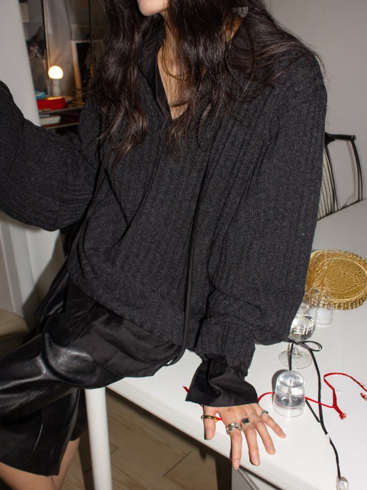 Inssense - Korean Women Fashion - #momslook - Oversized Merino Wool V-Neck Knit - 5