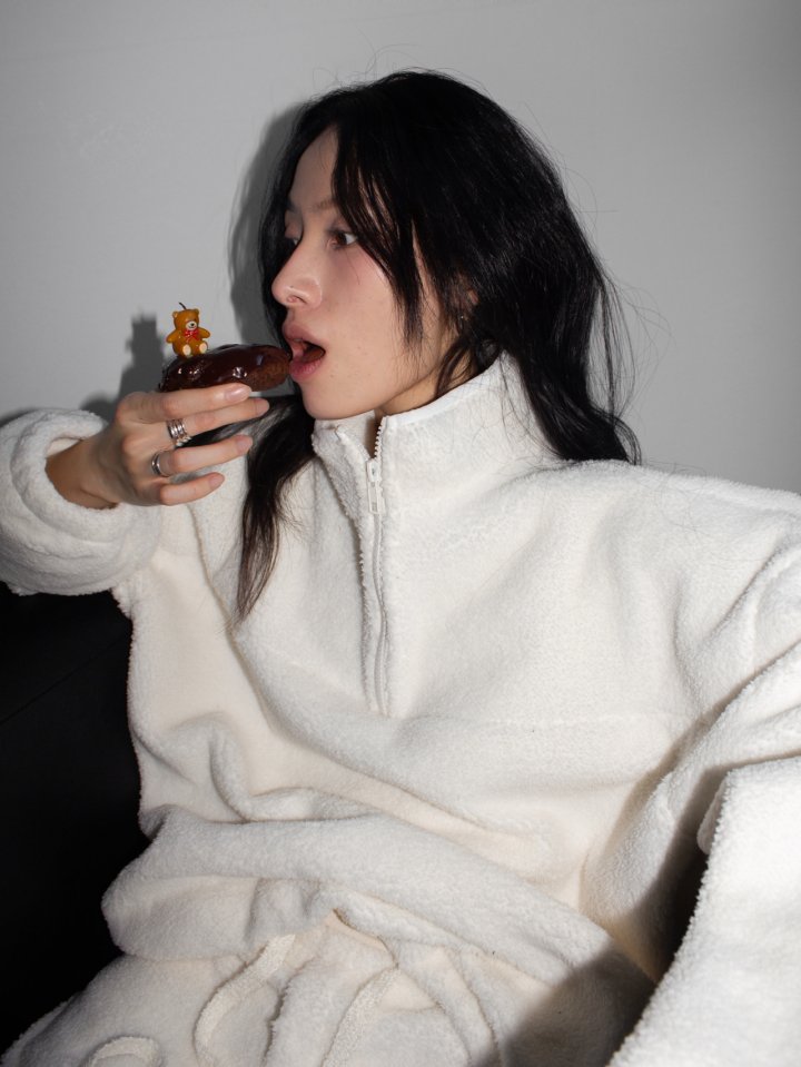 Inssense - Korean Women Fashion - #momslook - Love Bites Teddy Fleece Half-Zip - 9