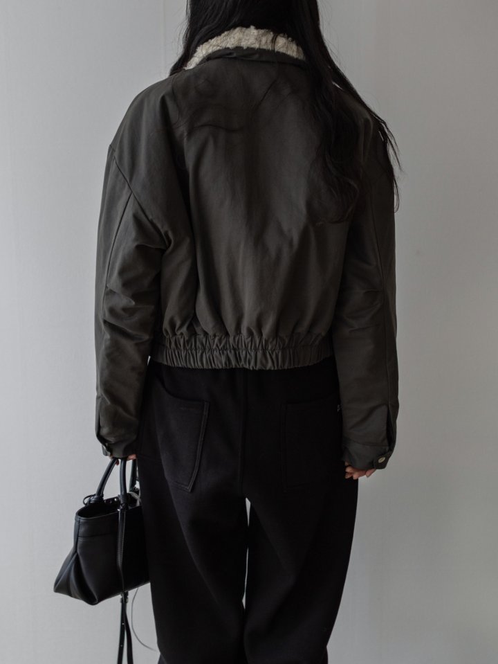 Inssense - Korean Women Fashion - #momslook - Soft Collar Peach Bomber Jacket - 8