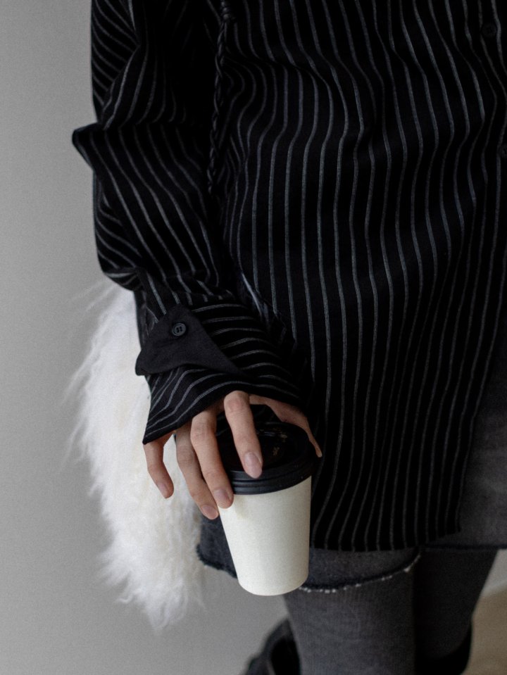 Inssense - Korean Women Fashion - #shopsmall - Double Cuffs Stripe Corduroy Shirt