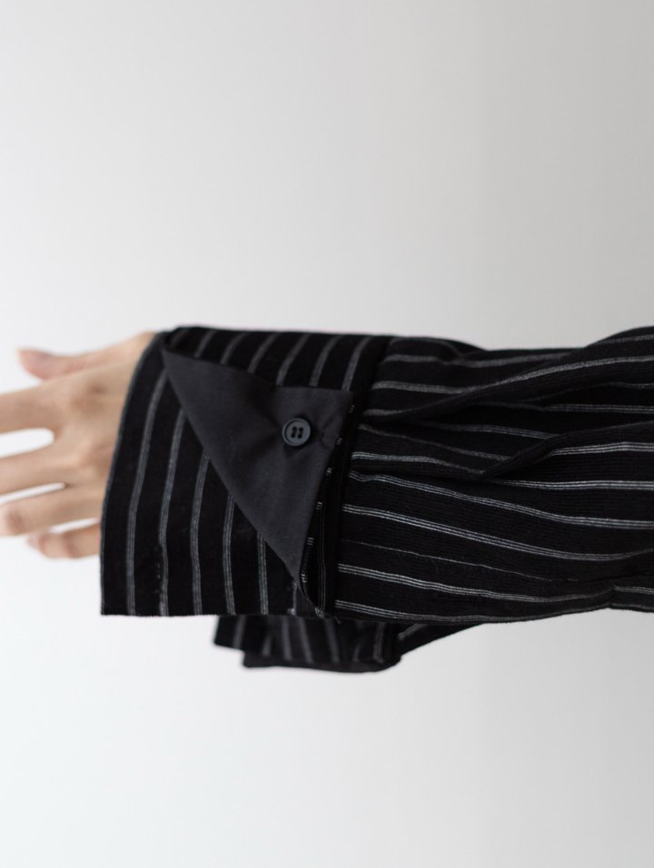 Inssense - Korean Women Fashion - #thelittlethings - Double Cuffs Stripe Corduroy Shirt - 3