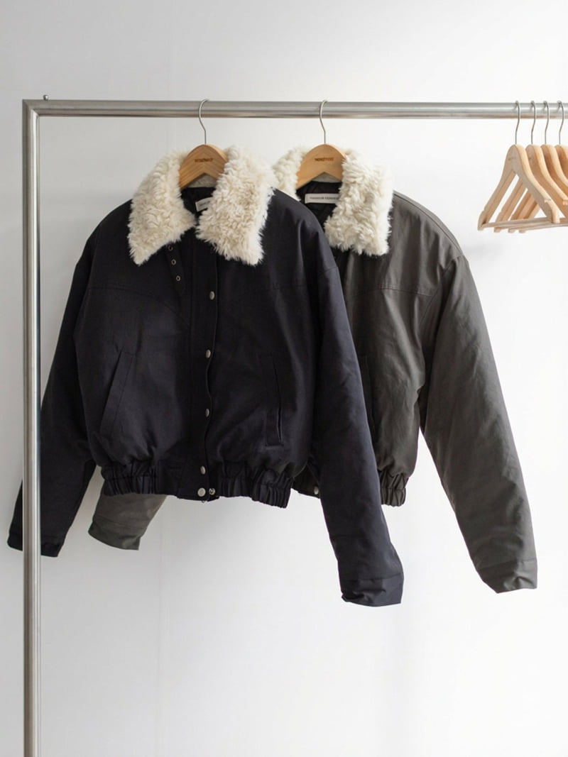 Inssense - Korean Women Fashion - #vintageinspired - Soft Collar Peach Bomber Jacket