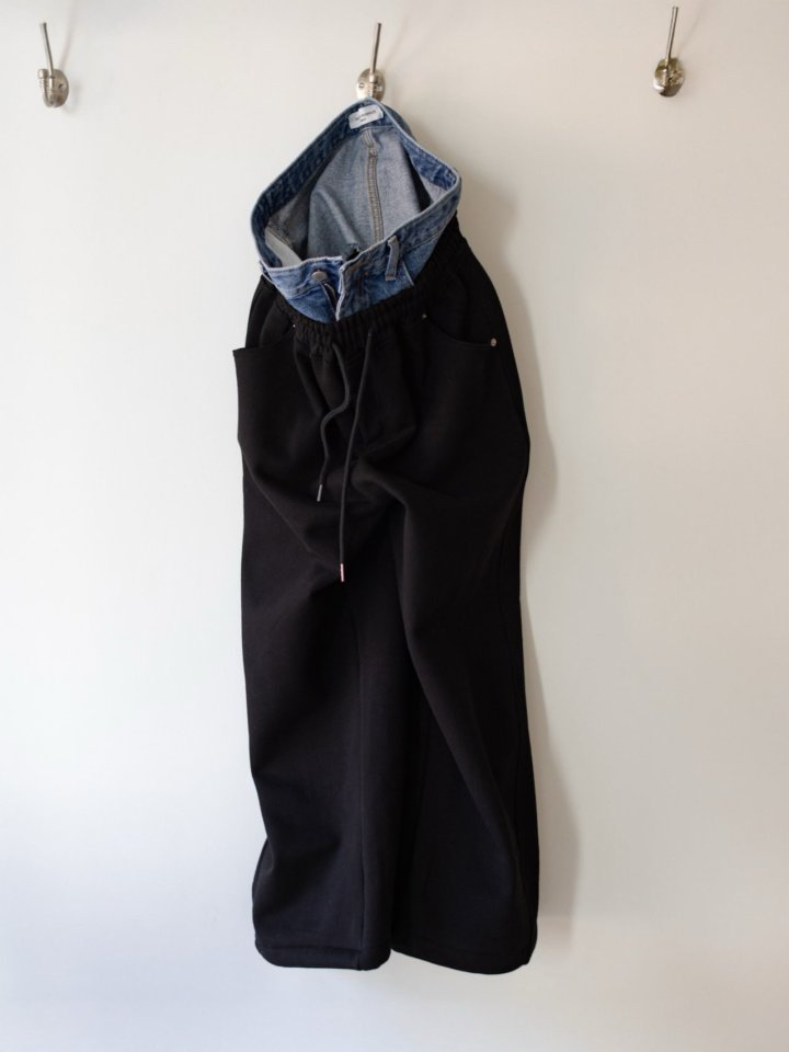 Inssense - Korean Women Fashion - #womensfashion - Denim Waist Layered Sweat Pants - 10