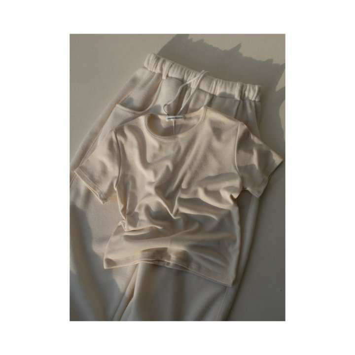 Inssense - Korean Women Fashion - #womensfashion - Minimal Back Stitch Peach Slim Tee 