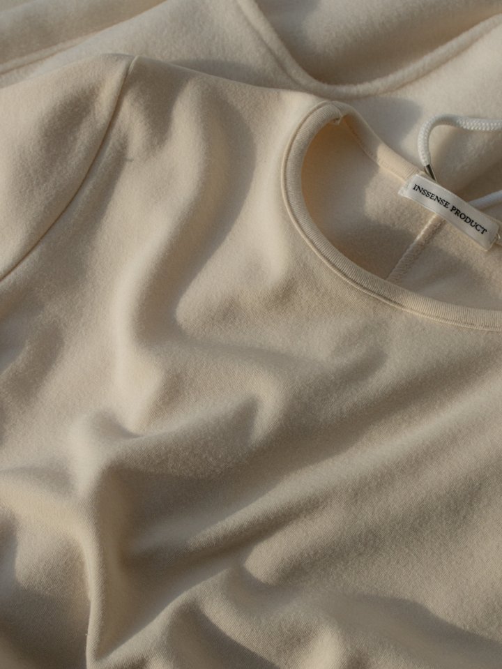 Inssense - Korean Women Fashion - #womensfashion - Minimal Back Stitch Peach Slim Tee  - 3