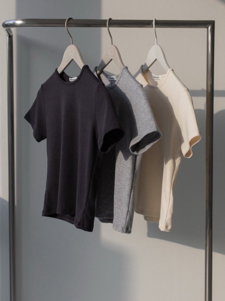 Inssense - Korean Women Fashion - #womensfashion - Minimal Back Stitch Peach Slim Tee - 7